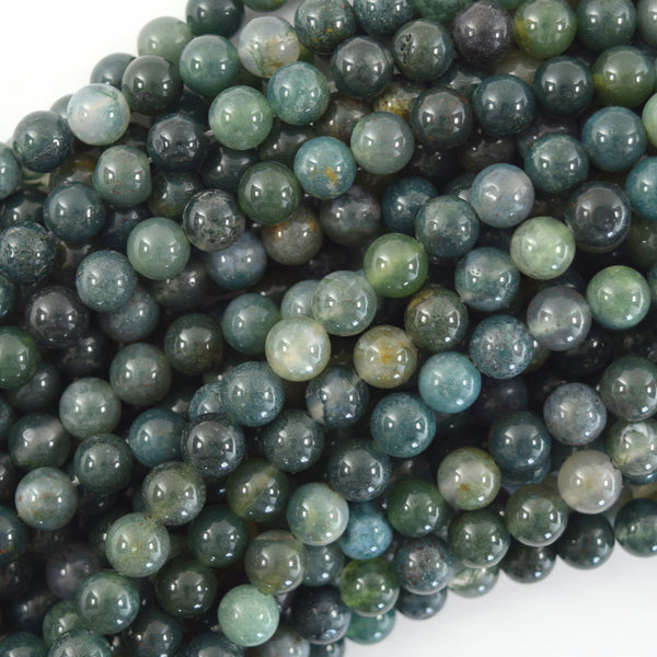 Tree Moss Agate · Smooth · Round · 4mm, 6mm, 8mm, 10mm – Tejas Beads