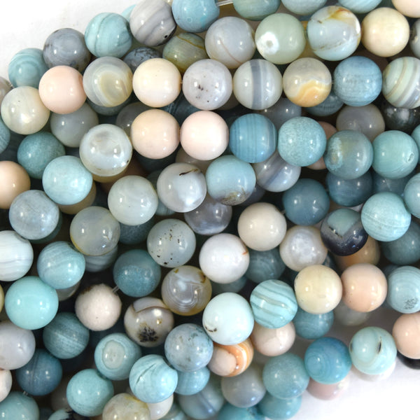 Light Green Agate Round Beads Gemstone 14.5 Strand 6mm 8mm 10mm 12mm