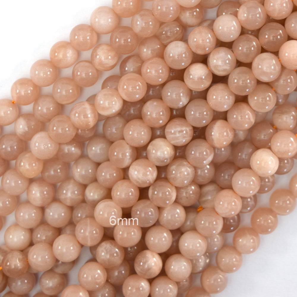 Natural Orange Sunstone Round Beads Gemstone 15" Strand 4mm 6mm 8mm 10mm