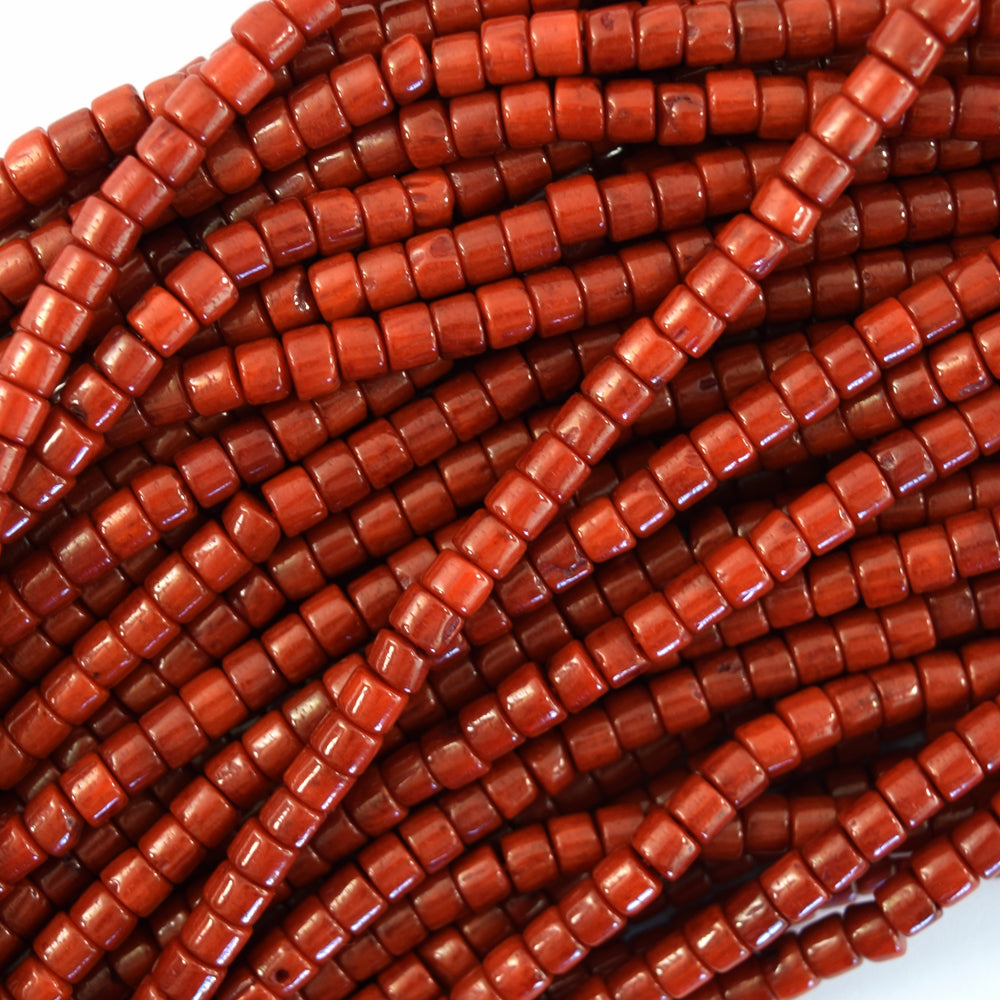 Red Coral Heishi Disc Beads Gemstone 16" Strand 4mm 5mm 6mm