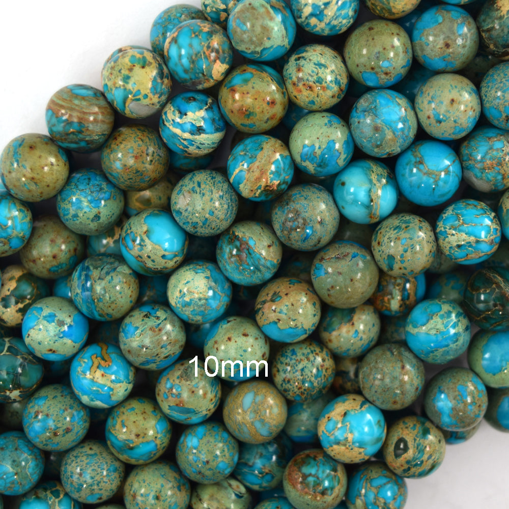 Sky Blue Sea Sediment Jasper Round Beads 15.5" Strand 4mm 6mm 8mm 10mm 12mm