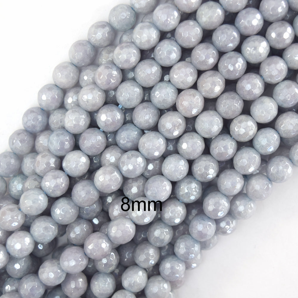 Mystic Titanium Faceted Blue Aquamarine Quartz Round Beads15" 6mm 8mm 10mm 12mm