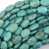 18mm blue green turquoise flat oval beads 15.5