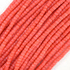 4mm pink coral heishi disc beads 15.5