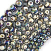 Mystic Titanium Faceted Black Tibetan DZI Agate Round Beads 15