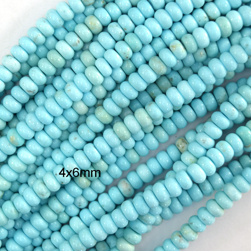 Cream Blue Turquoise Rondelle Button Beads Gemstone 15.5" Strand 4mm 6mm 8mm