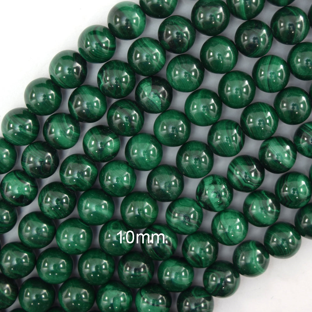 AA Natural Green Malachite Round Beads Gemstone 15.5" Strand 6mm 8mm 10mm