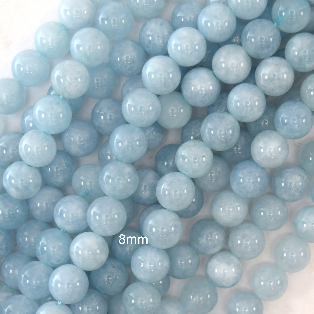 Light Blue Aquamarine Quartz Round Beads 15" Strand 4mm 6mm 8mm 10mm 12mm