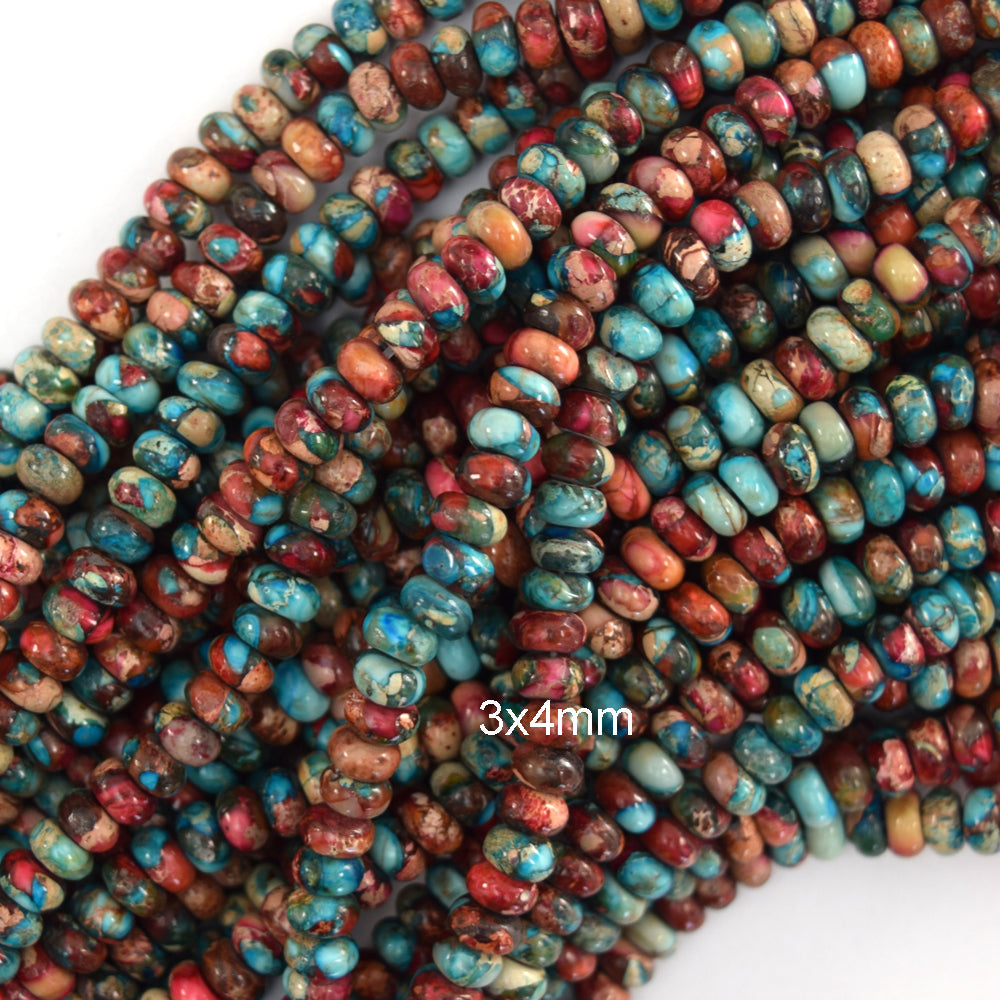 Galaxy Multicolor Sea Sediment Jasper Rondelle Button Beads 15" 4mm 6mm 8mm