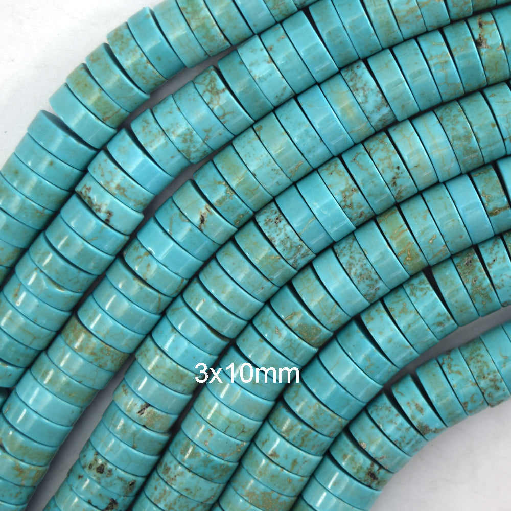 Blue Turquoise Heishi Disc Beads Gemstone 15.5" Strand 3mm 4mm 6mm 8mm 10mm