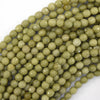 Natural Faceted African Matcha Green Jasper Round Beads 14.5