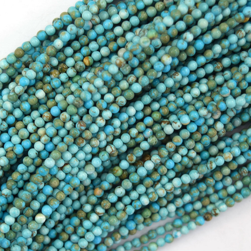 Blue Turquoise Round Beads 15.5" Strand 2mm 4mm 6mm 8mm 10mm 12mm Brown Matrix