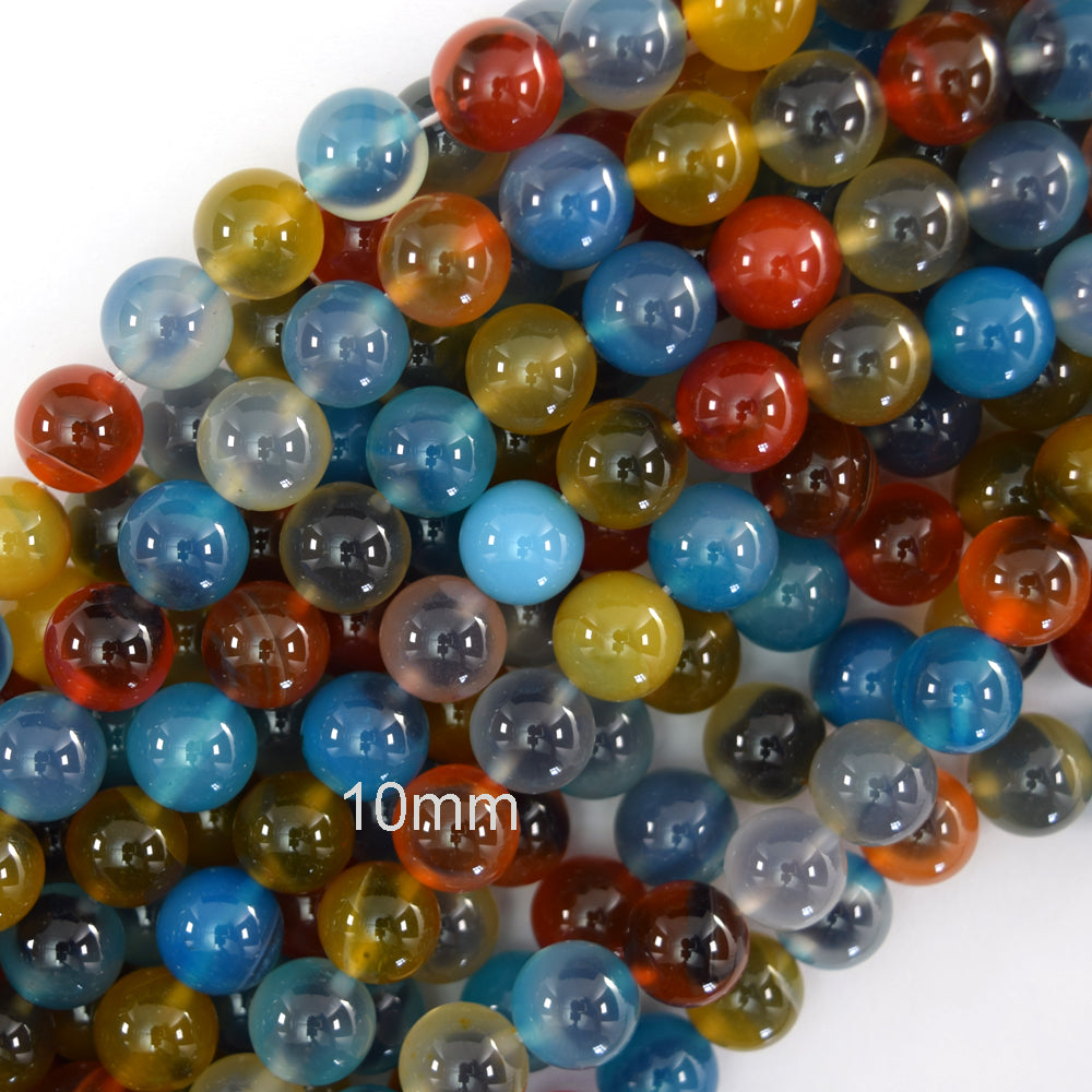 Rainbow Candy Agate Round Beads Gemstone 15" Strand 6mm 8mm 10mm Suger Heart