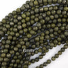 Natural Green Epidote Pyrite Inclusion Round Beads 15