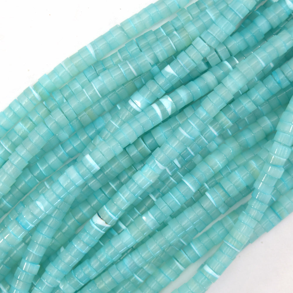 2x4mm Mother Of Pearl Mop Heishi Disc Beads 15.5" Strand Blue Green Pink Green