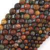 Natural Faceted Picasso Jasper Round Beads Gemstone 14.5