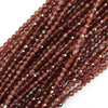 3mm natural faceted brown garnet round beads 15.5