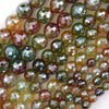 Mystic Titanium Faceted Red Green Agate Round Beads 15