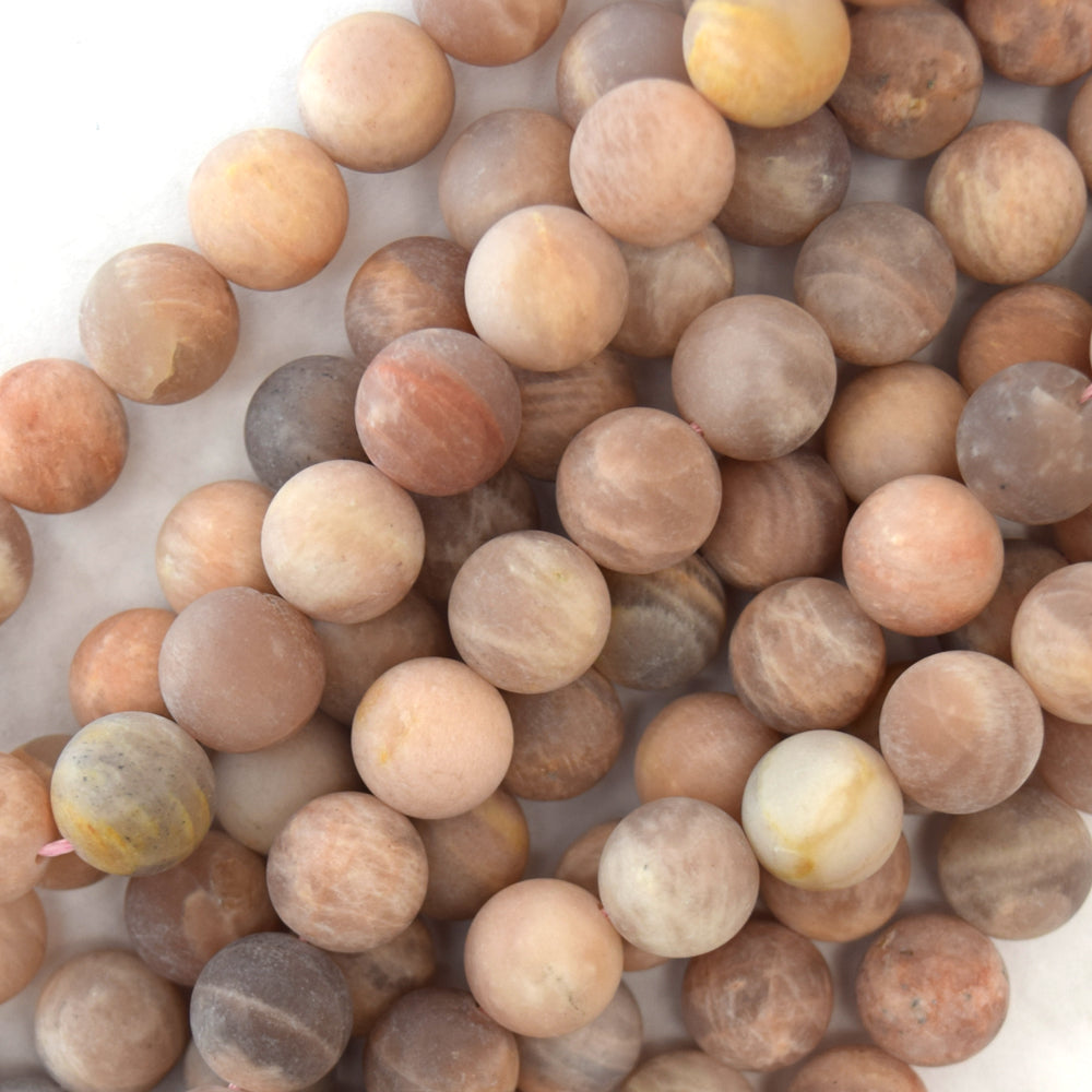 Natural Matte Sunstone Round Beads Gemstone 15" Strand 6mm 8mm 10mm