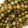 Natural Russian Orange Green Serpentine Round Beads 15.5