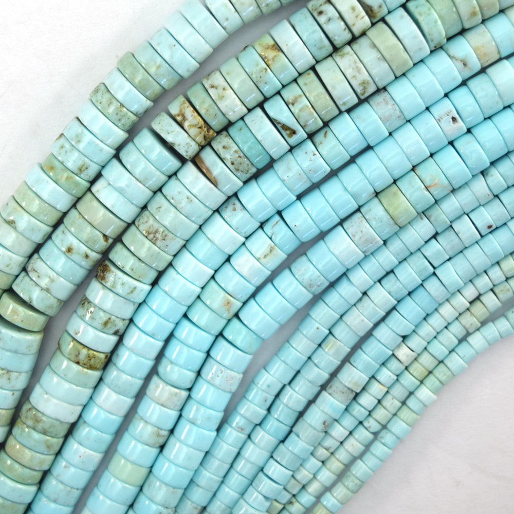 Cream Blue Turquoise Heishi Disc Beads Gemstone 15.5" Strands 3mm 4mm 6mm 8mm