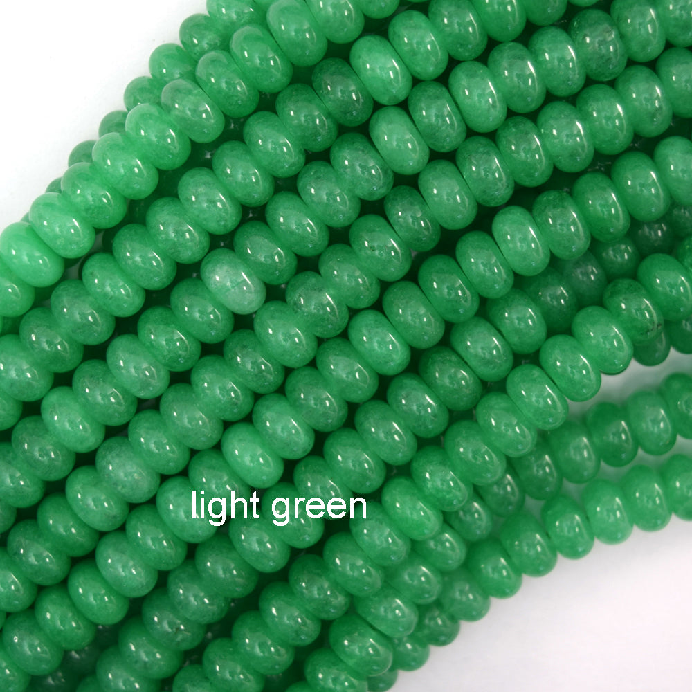 5x8mm Colored Jade Rondelle Button Beads 15" Strand White Red Blue Purple Green