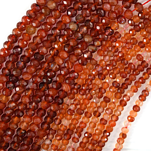 Red Carnelian Rondelle Button Beads Gemstone 15" Strand 5x8mm