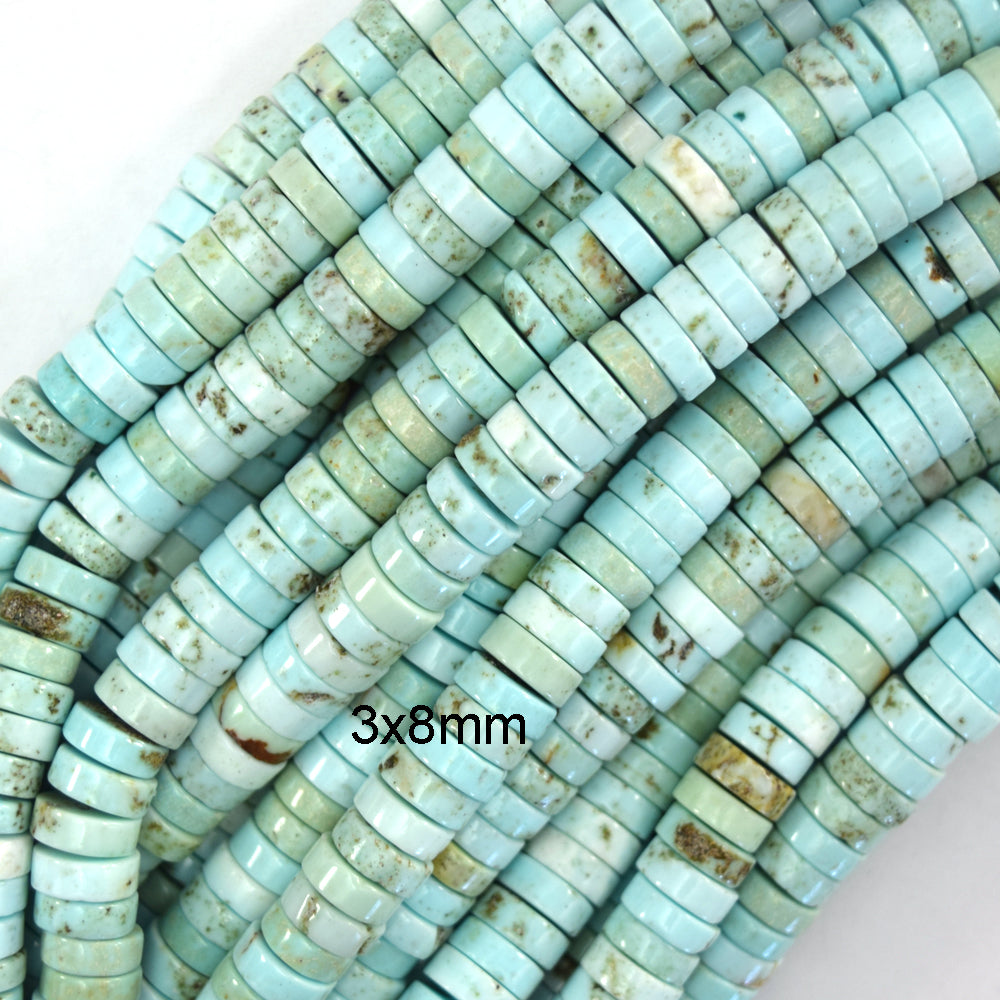 Cream Blue Turquoise Heishi Disc Beads Gemstone 15.5" Strands 3mm 4mm 6mm 8mm