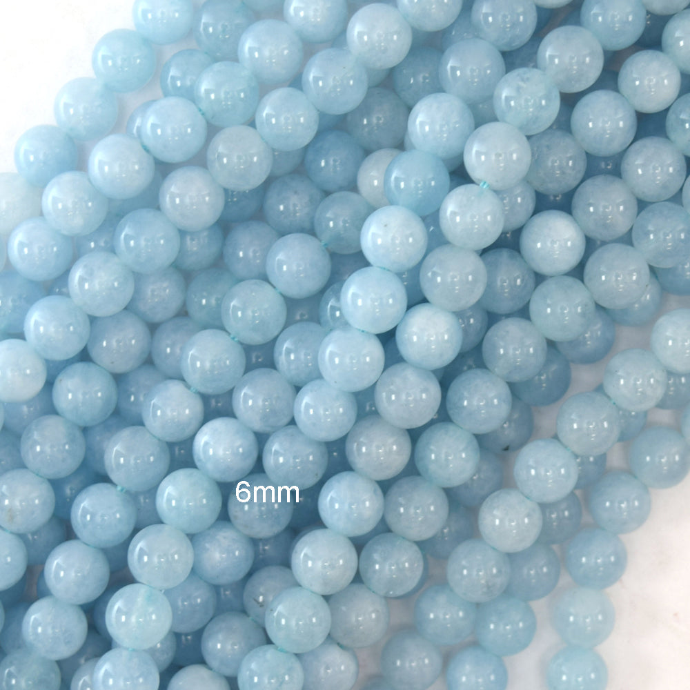 Light Blue Aquamarine Quartz Round Beads 15" Strand 4mm 6mm 8mm 10mm 12mm