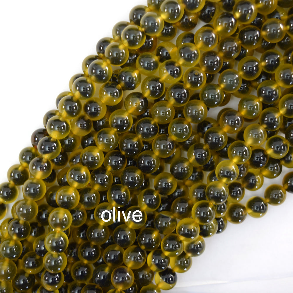 8mm Pink Blue Green Olive Candy Agate Round Beads 15" Strand Sugar Heart