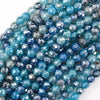 Mystic Titanium Faceted Blue Stripe Agate Round Beads 15