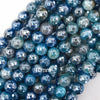 Mystic Titanium Faceted Blue Stripe Agate Round Beads 15