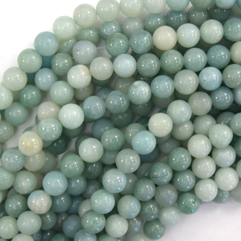 Natural Blue Amazonite Round Beads Gemstone 15" Strand 4mm 6mm 8mm 10mm S2