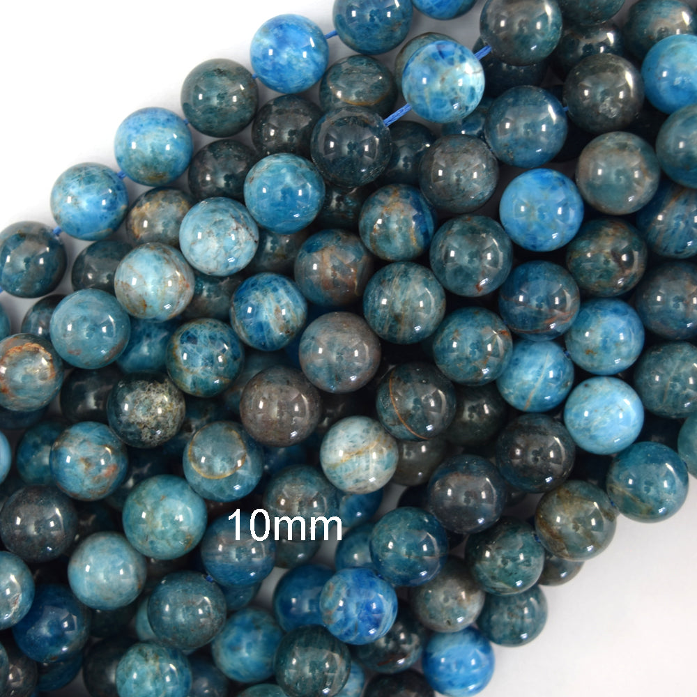 Natural Blue Apatite Round Beads Gemstone 15.5" Strand 4mm 6mm 8mm 10mm S1