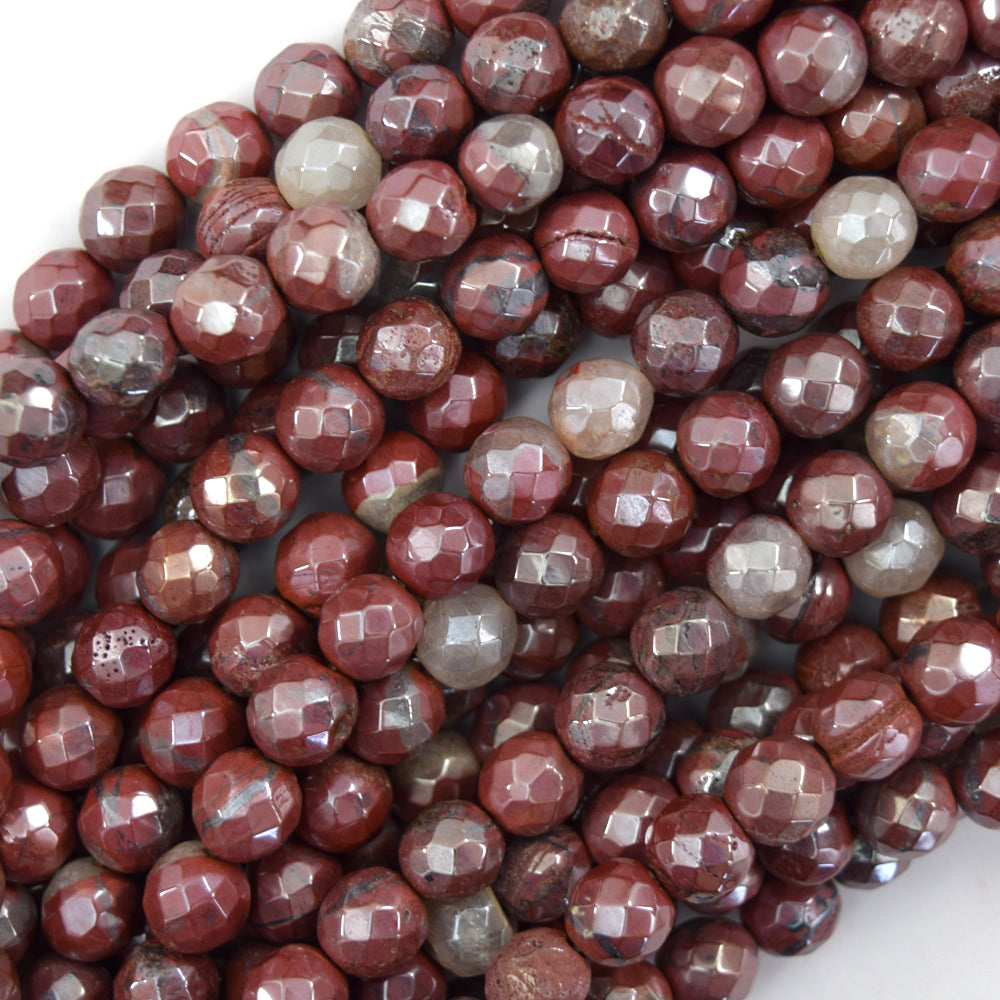 Mystic Titanium Faceted Red Jasper Round Beads 15" Strand 6mm 8mm 10mm