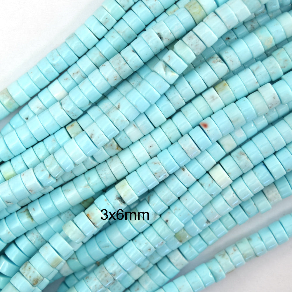 Cream Blue Turquoise Heishi Disc Beads Gemstone 15.5" Strands 3mm 4mm 6mm 8mm