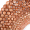 Natural Orange Sunstone Round Beads Gemstone 15