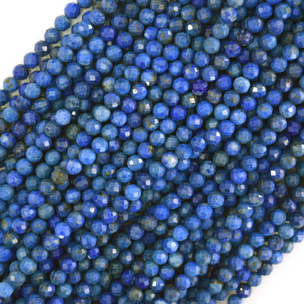 Natural Faceted Blue Lapis Lazuli Round Beads Gemstone 15" 3mm 4mm 6mm 8mm 10mm