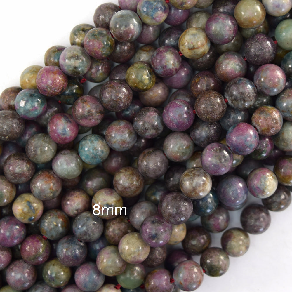 Natural Ruby Fuchsite Round Beads Gemstone 15.5" Strand Fuschite 6mm 8mm 10mm