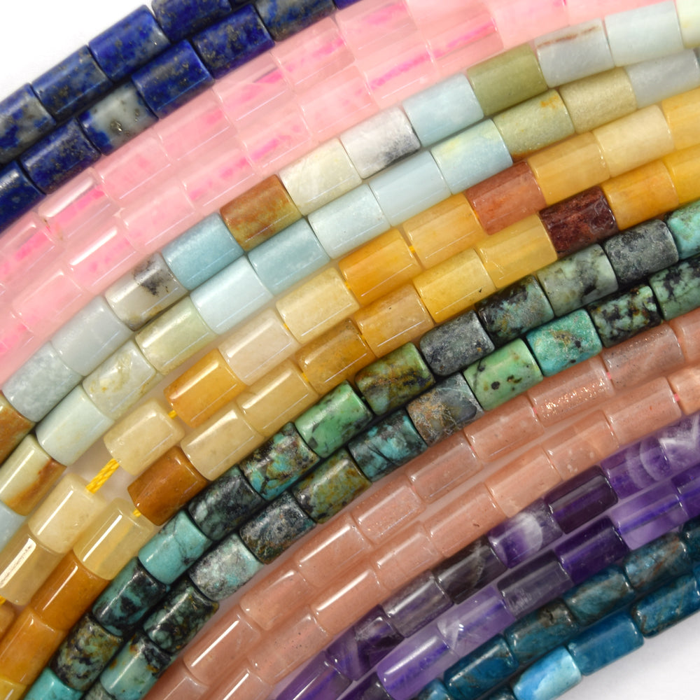 5-6x8-9mm Natural Gemstone Tube Cylinder Beads 15" Strand 6x8mm