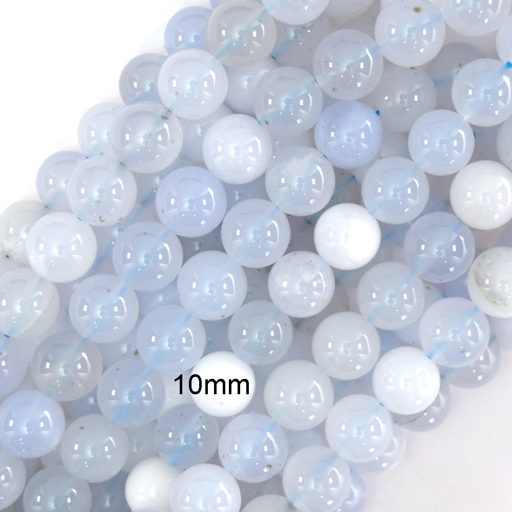 Natural Light Blue Chalcedony Round Beads Gemstone 15" Strand 6mm 8mm 10mm