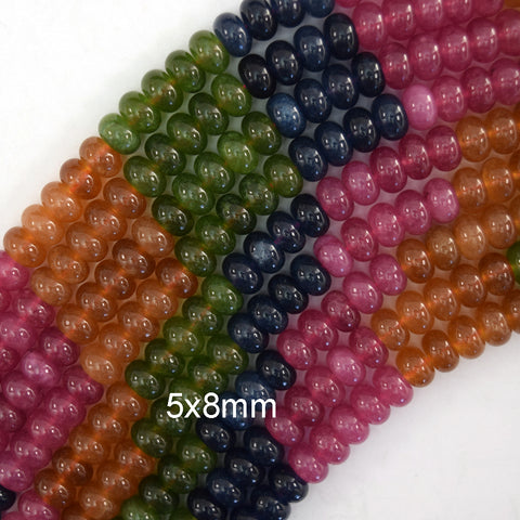 6mm faceted watermelon tourmaline jade round beads 15" strand