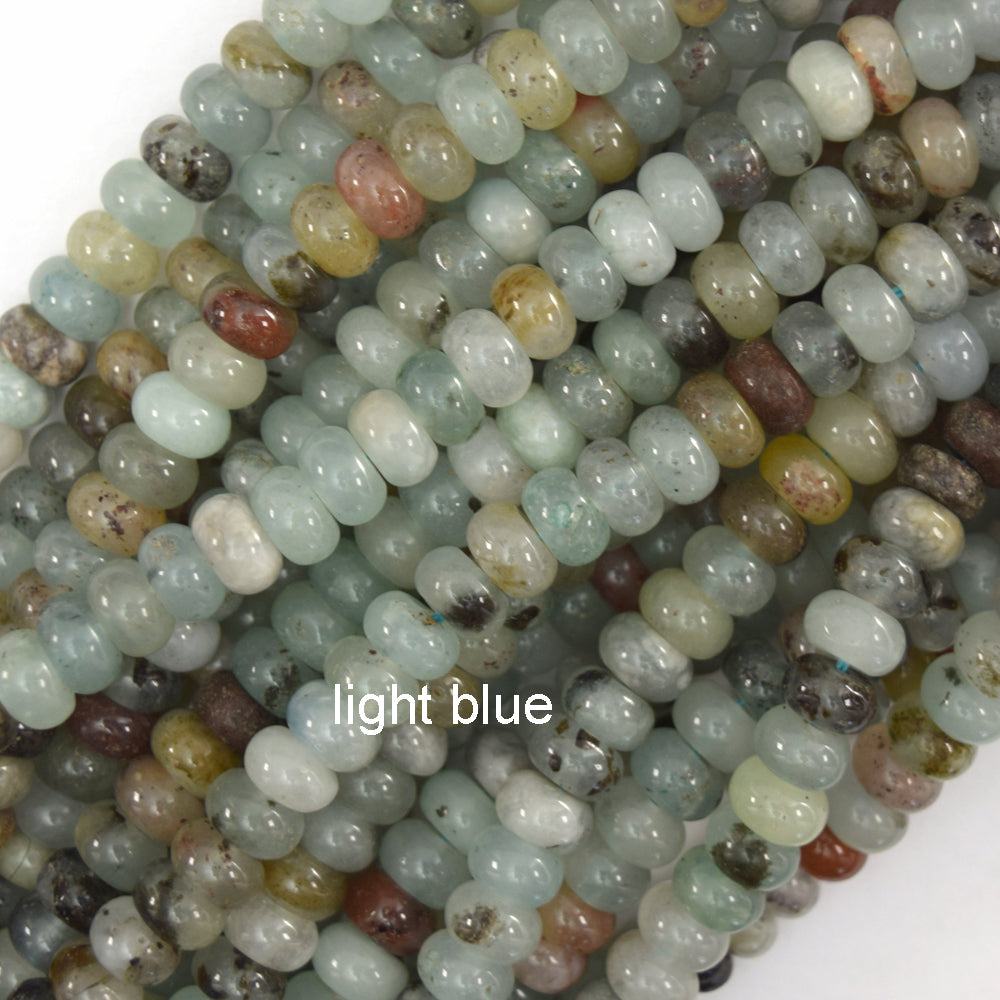 5x8mm Colored Jade Rondelle Button Beads 15" Strand White Red Blue Purple Green