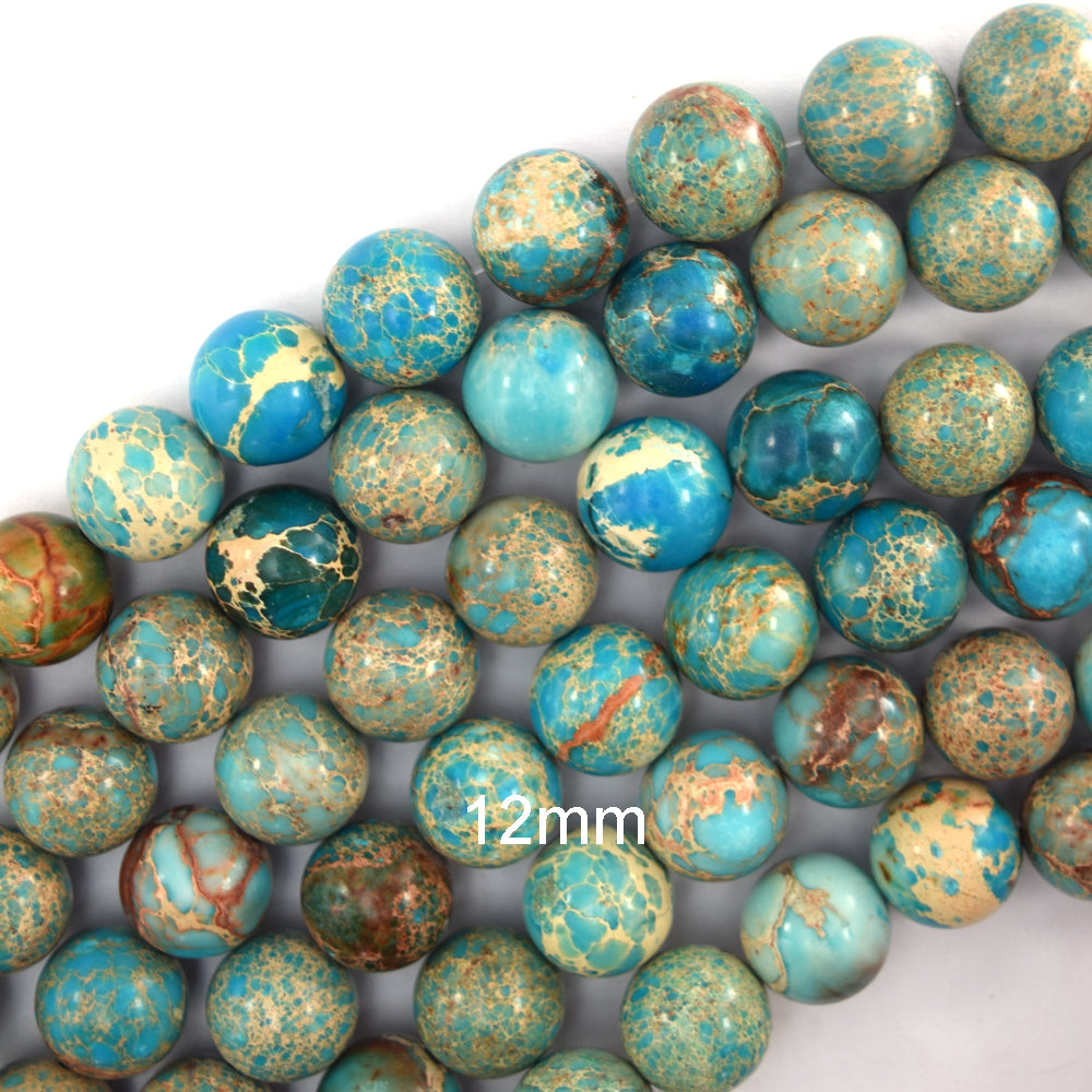 Sky Blue Sea Sediment Jasper Round Beads 15.5" Strand 4mm 6mm 8mm 10mm 12mm