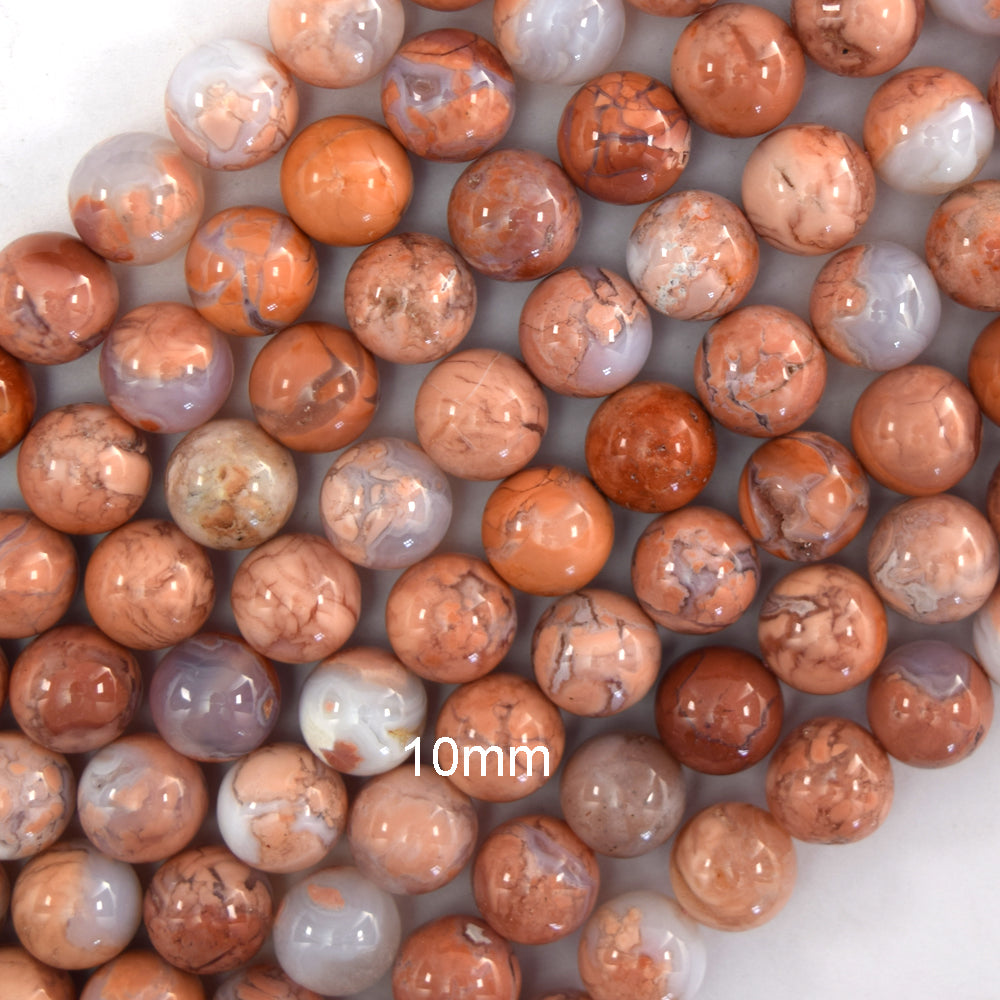 Natural Pink Mexican Agate Round Beads Gemstone 15" Strand 6mm 8mm 10mm