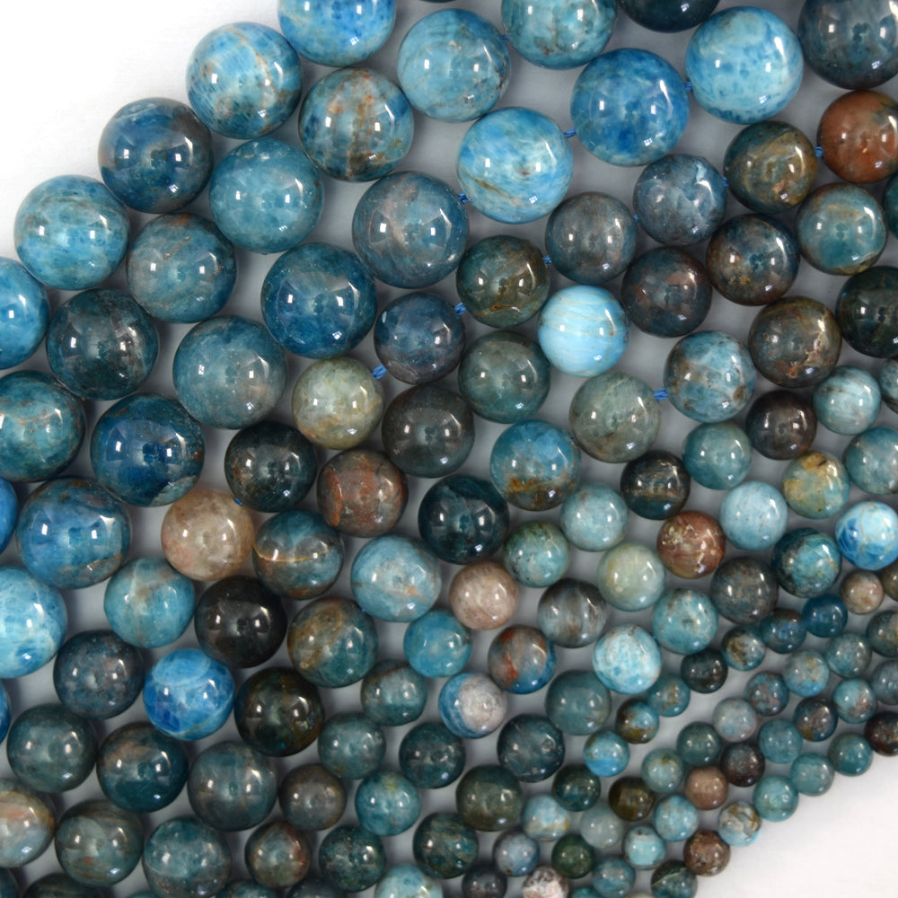 Natural Blue Apatite Round Beads Gemstone 15.5" Strand 4mm 6mm 8mm 10mm S1