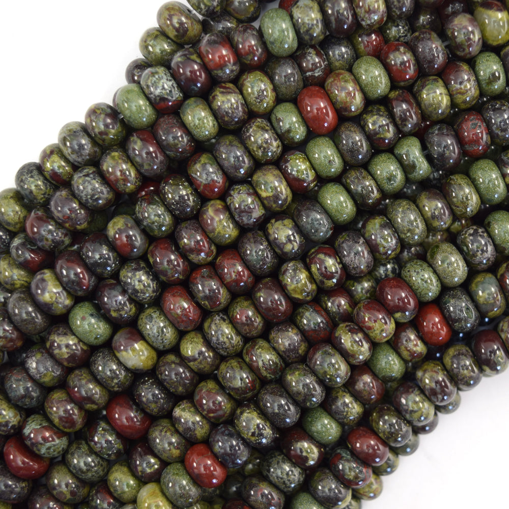 Natural Dragon Blood Jasper Rondelle Button Beads Gemstone 15" Strand 6mm 8mm