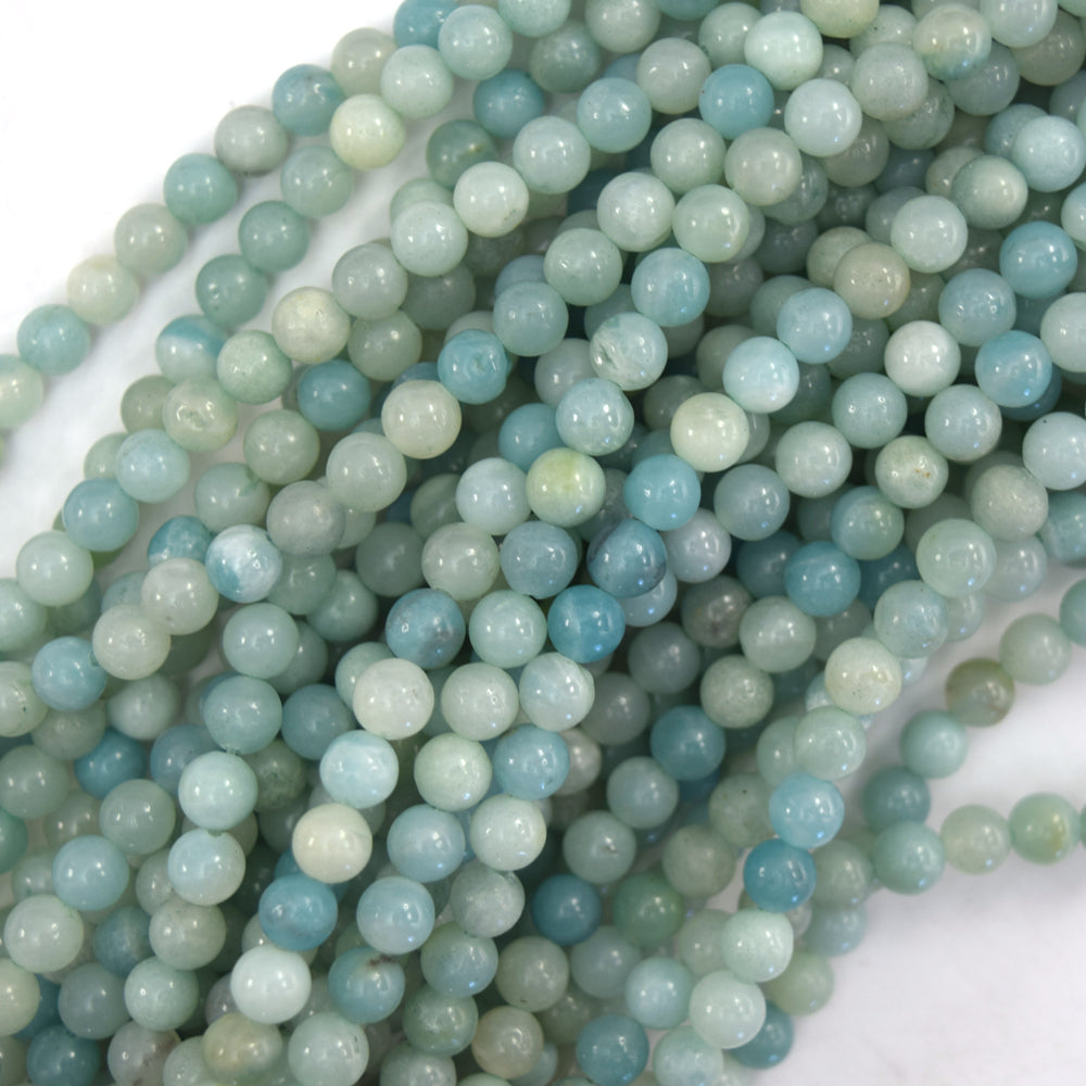 Natural Blue Amazonite Round Beads Gemstone 15" Strand 4mm 6mm 8mm 10mm S2