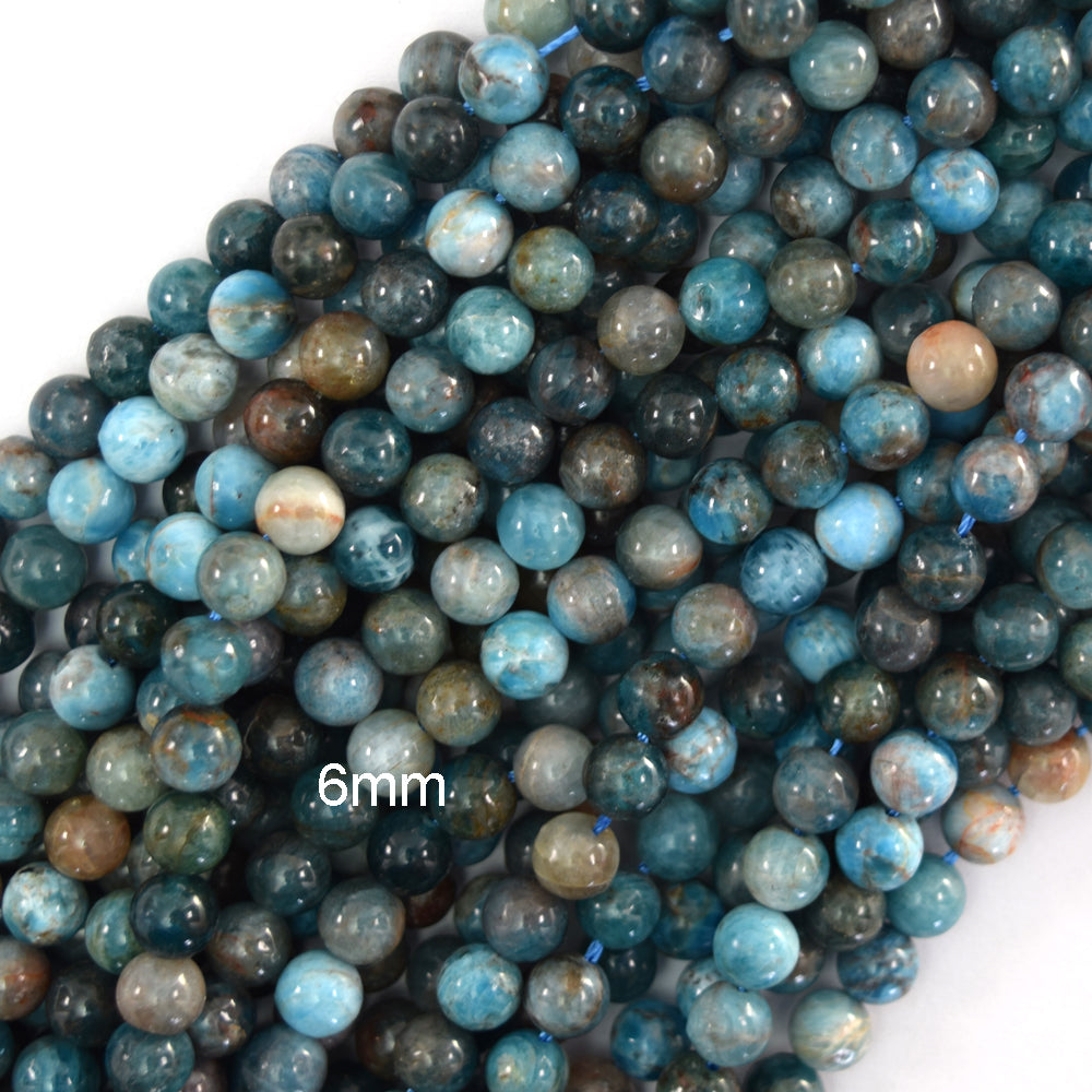 Natural Blue Apatite Round Beads Gemstone 15.5" Strand 4mm 6mm 8mm 10mm S1