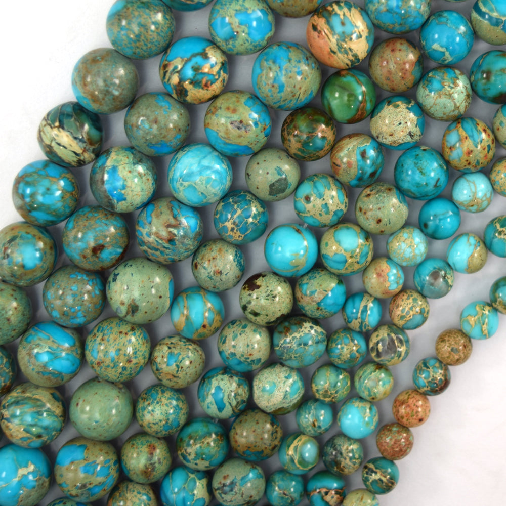 Sky Blue Sea Sediment Jasper Round Beads 15.5" Strand 4mm 6mm 8mm 10mm 12mm